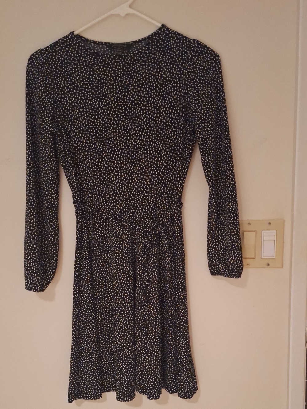 Banana Republic Black Dress with White Polka Dots - Long Sleeve Xxs Petite